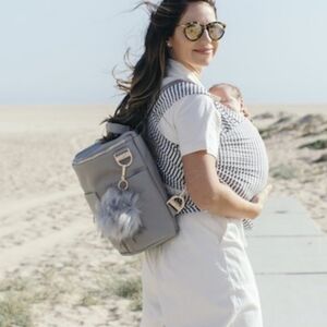 Fawn Design Mini - Original Diaper Bag - Faux Leather Grey Backpack